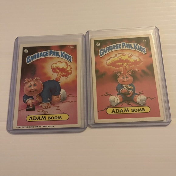 Topps garbage pail kids Adam Bomb lot of 2 Adam Boom Hooy Grail